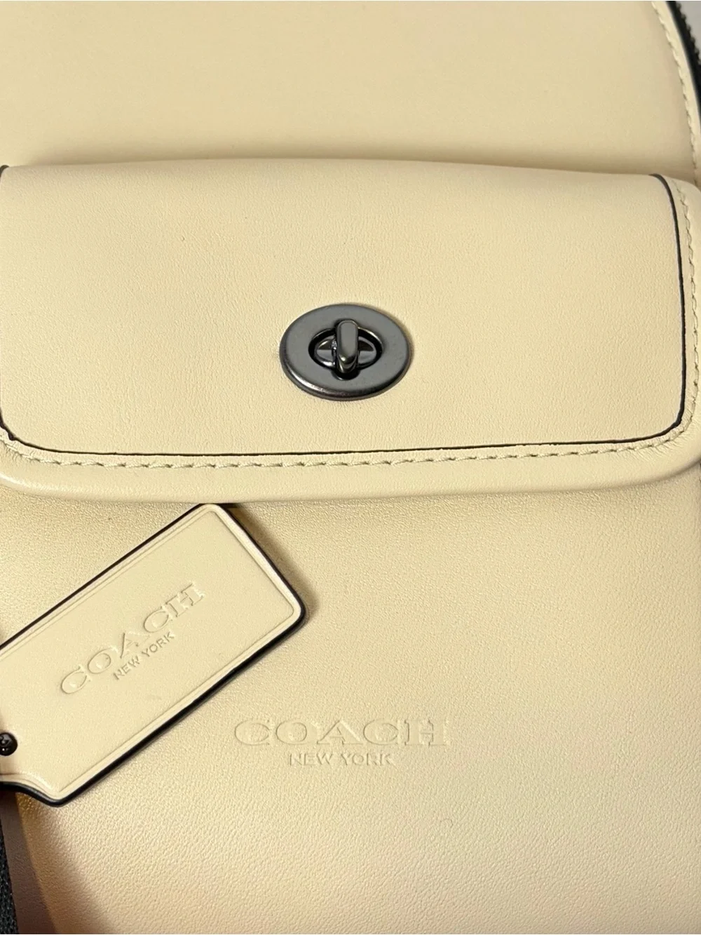 Coach Ivory Leather Small Turnlock Sling Backpack Crossbody Bag CAJ28